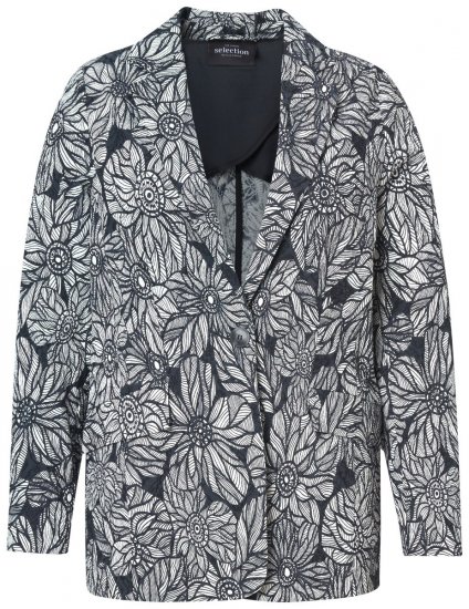 Ulla Popken 838656 Blomstret blazer Hvit - Blazere - Blazere i store størrelser for dame