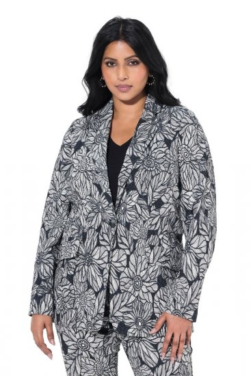 Ulla Popken 838656 Blomstret blazer Hvit - Blazere - Blazere i store størrelser for dame