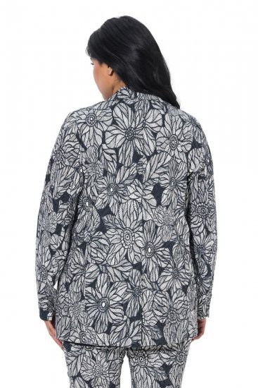 Ulla Popken 838656 Blomstret blazer Hvit - Blazere - Blazere i store størrelser for dame
