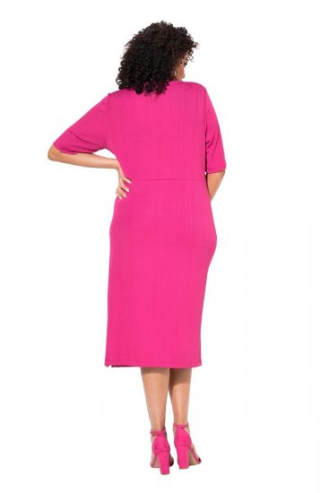 Ulla Popken 838765 Kortermet jerseykjole med V-hals Rosa - Kjoler - Kjoler for alle størrelser