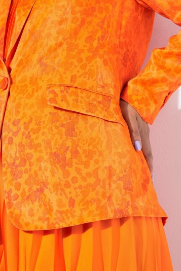 Ulla Popken 839607 Blazer i sateng med trykk Lys oransje - Blazere - Blazere i store størrelser for dame
