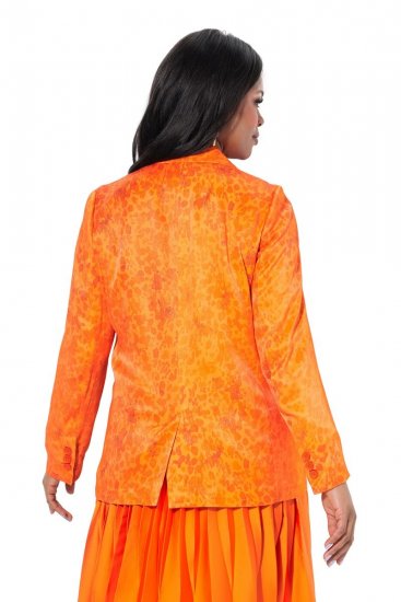 Ulla Popken 839607 Blazer i sateng med trykk Lys oransje - Blazere - Blazere i store størrelser for dame