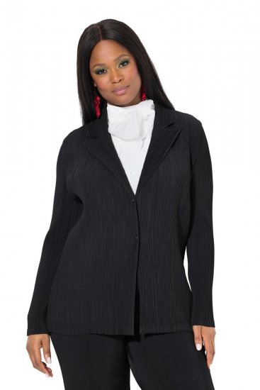 Ulla Popken 839843 Plissert blazer Svart - Blazere - Blazere i store størrelser for dame