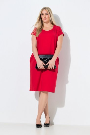 Ulla Popken 839896 Jerseykjole med strass Rosa - Aftenkjoler - Selskapskjoler for kvinner