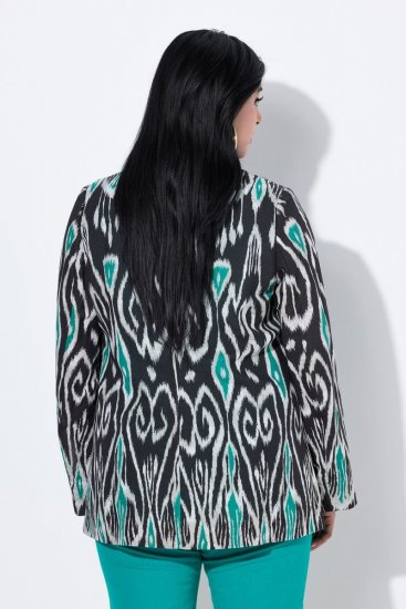 Ulla Popken 839961 Mønstret blazer i linblanding Svart - Blazere - Blazere i store størrelser for dame