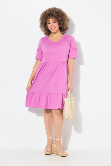 Ulla Popken 840115 Kortermet jerseykjole Rosa - Jerseykjoler - 