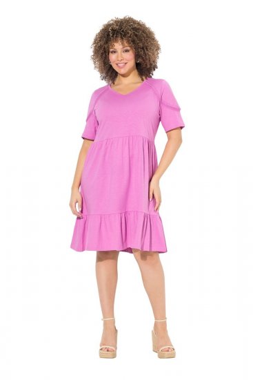 Ulla Popken 840115 Kortermet jerseykjole Rosa - Jerseykjoler - 