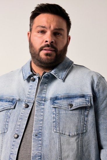 Men+ 394 Jeansjakke med brystlommer Lyseblå - Jakker - Store jakker - 2XL-12XL