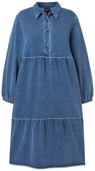 Ulla Popken 840972 Sweatkjole med volanger Indigo - Collegekjoler - 