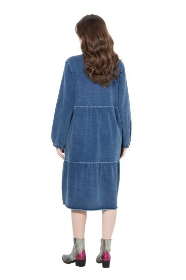 Ulla Popken 840972 Sweatkjole med volanger Indigo - Collegekjoler - 