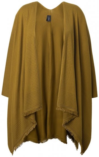 Ulla Popken 841117 Oversize strikkeponcho med strass Olivengrønn - Ponchoer og capes - 
