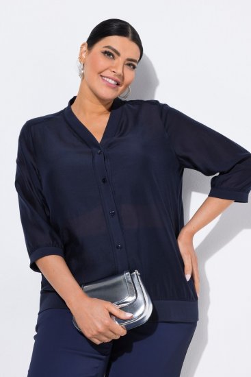 Ulla Popken 841127 Bluse Mørkeblå - Bluser - Bluser i store størrelser til hverdag