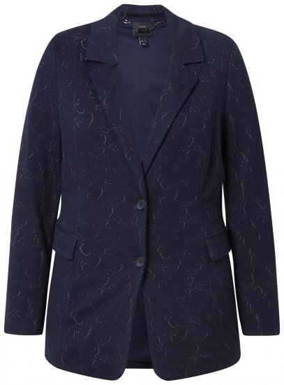 Ulla Popken 841163 Jerseyblazer i jacquard Mørkeblå - Blazere - Blazere i store størrelser for dame