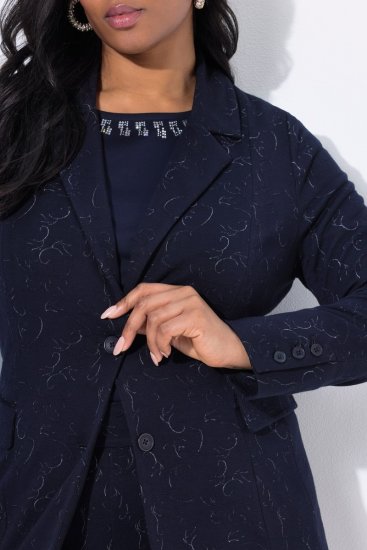 Ulla Popken 841163 Jerseyblazer i jacquard Mørkeblå - Blazere - Blazere i store størrelser for dame