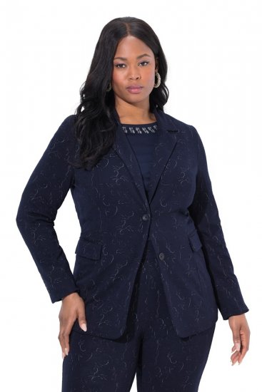 Ulla Popken 841163 Jerseyblazer i jacquard Mørkeblå - Blazere - Blazere i store størrelser for dame