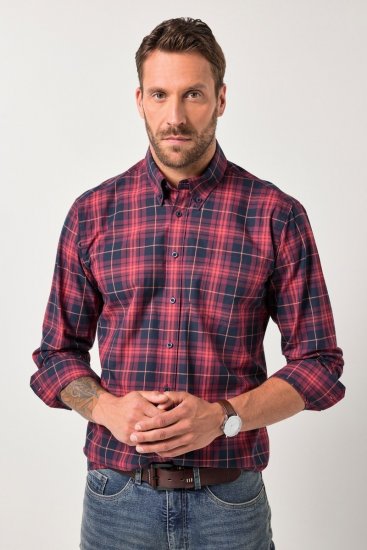 JP1880 Checked Shirt Long Sleeve Red - Skjorter - Store skjorter - 2XL-8XL