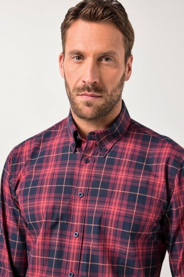 JP1880 Checked Shirt Long Sleeve Red - Skjorter - Store skjorter - 2XL-8XL