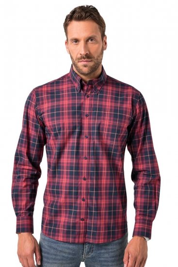 JP1880 Checked Shirt Long Sleeve Red - Skjorter - Store skjorter - 2XL-8XL