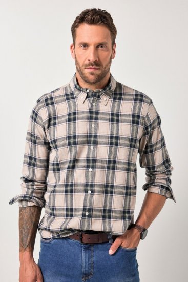 JP1880 Checked Flannel Shirt Long Sleeve Dark Dusty Pink - Skjorter - Store skjorter - 2XL-8XL