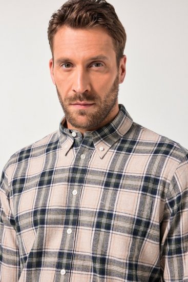 JP1880 Checked Flannel Shirt Long Sleeve Dark Dusty Pink - Skjorter - Store skjorter - 2XL-8XL