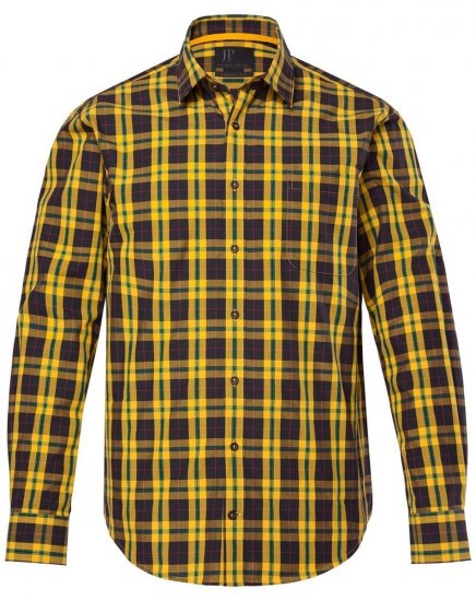 JP1880 Checked Shirt Long Sleeve Kent Collar Curry - Skjorter - Store skjorter - 2XL-8XL