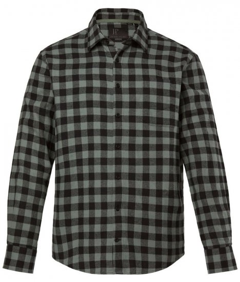JP1880 Checked Flannel Shirt Long Sleeve Eucalyptus Green - Skjorter - Store skjorter - 2XL-8XL