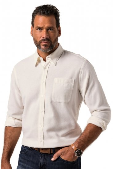 JP1880 Checked Flannel Shirt Long Sleeve Creamy White - Skjorter - Store skjorter - 2XL-8XL