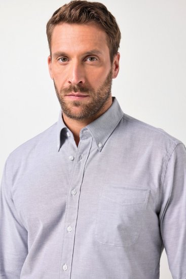 JP1880 Oxford Shirt Flexnamic Long Sleeve Grey - Skjorter - Store skjorter - 2XL-8XL