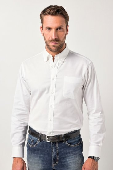 JP1880 Oxford Shirt Flexnamic Long Sleeve Snow White - Skjorter - Store skjorter - 2XL-8XL