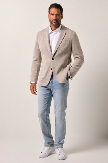 JP1880 Jacket Business Checked Beige - Dresser og blazere - Dresser i store størrelser