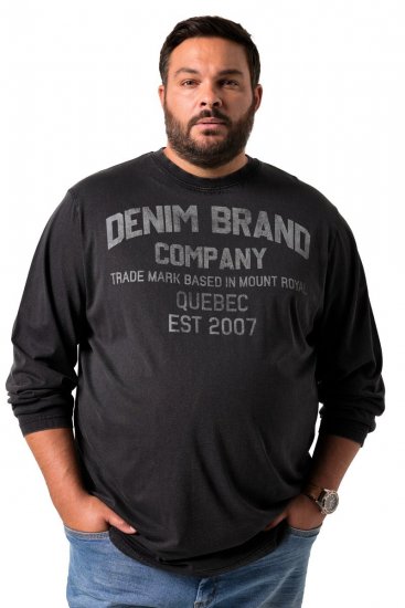 Men+ 612 Langermet T-skjorte Denim Brand Company Svart - T-skjorter - Store T-skjorter - 2XL-14XL