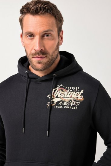 JP1880 Hoodie Breast Print Instinct Black - Gensere og hettegensere - Store hettegensere - 2XL-14XL