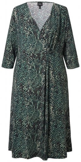 Ulla Popken 841839 Dyremønstret jerseykjole med 3/4-ermer Mørkegrønn - Midikjoler - Midikjoler i store størrelser