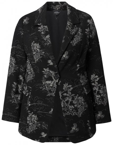Ulla Popken 841901 Mønstret blazer Svart - Blazere - Blazere i store størrelser for dame