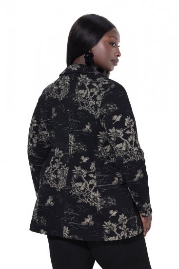 Ulla Popken 841901 Mønstret blazer Svart - Blazere - Blazere i store størrelser for dame