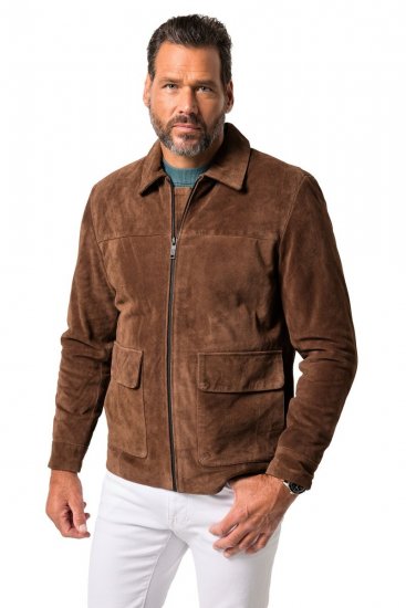 JP1880 Leather Jacket Genuine Cowhide Brown - Jakker - Store jakker - 2XL-12XL
