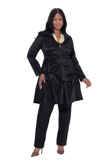 Ulla Popken 842028 Peplumblazer med folder Svart - Blazere - Blazere i store størrelser for dame
