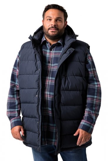 Men+ 433 Quiltet vest med hette Mørkeblå - Jakker - Store jakker - 2XL-12XL