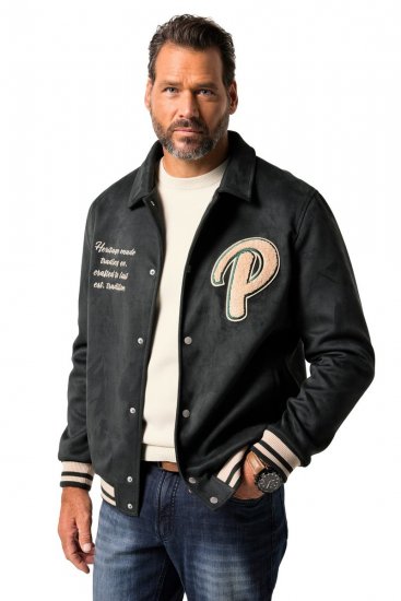 JP1880 Blouson Velour with Chest Embroidery Dark Green - Jakker - Store jakker - 2XL-12XL