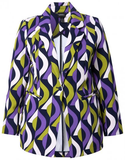 Ulla Popken 842680 Mønstret jerseyblazer i punto di roma Mørkeblå - Blazere - Blazere i store størrelser for dame