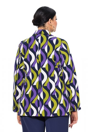 Ulla Popken 842680 Mønstret jerseyblazer i punto di roma Mørkeblå - Blazere - Blazere i store størrelser for dame