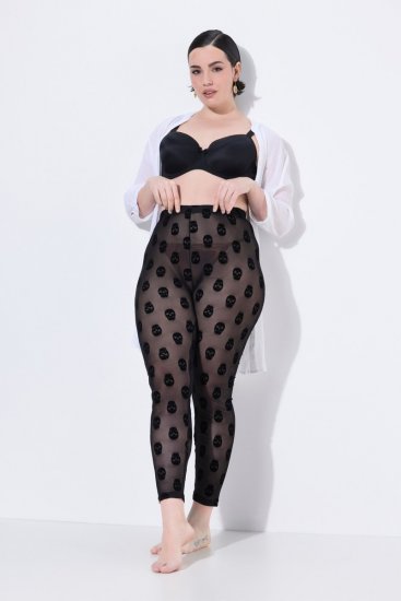 Ulla Popken 842886 Mønstrede strømpeleggings Svart - Strømpebukser & sokker - 