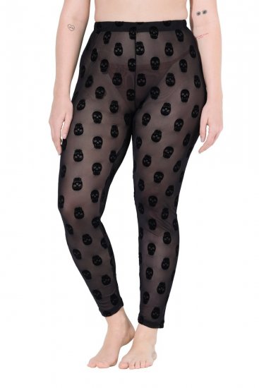 Ulla Popken 842886 Mønstrede strømpeleggings Svart - Strømpebukser & sokker - 