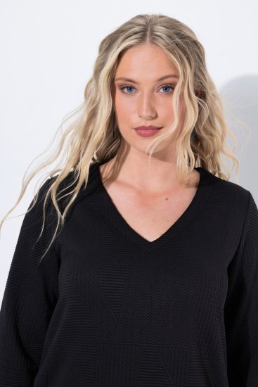 Ulla Popken 843326 Sweatkjole med 3/4-ermer Svart - Collegekjoler - 