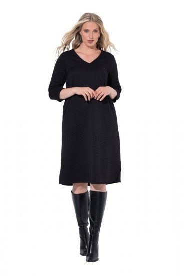 Ulla Popken 843326 Sweatkjole med 3/4-ermer Svart - Collegekjoler - 