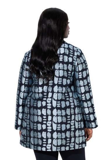 Ulla Popken 843937 Mønstret blazer med struktur Mørkeblå - Blazere - Blazere i store størrelser for dame