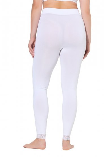 Ulla Popken 844563 Strømpeleggings med blonder Hvit - Strømpebukser & sokker - 