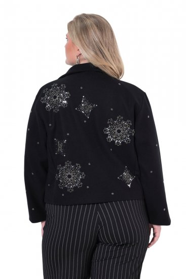Ulla Popken 844839 Kort jakke med snøfnuggbroderi Mørkeblå - Jakker - Damejakker i store størrelser
