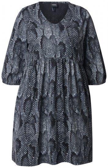 Ulla Popken 844945 Mønstret jerseykjole Svart - Jerseykjoler - 