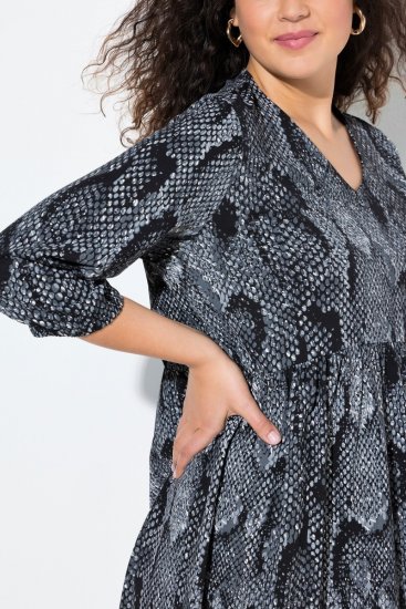 Ulla Popken 844945 Mønstret jerseykjole Svart - Jerseykjoler - 